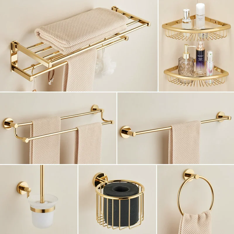 

Brass Toilet Brush Holder Bathroom Shelf Gold Paper Holder,Towel Bar,Soap Holder,Towel Rack Towel Hook bathroom Hardware