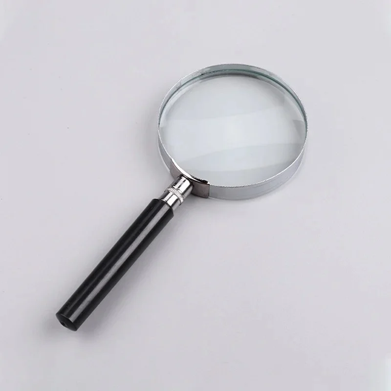 50mm Magnifying Glass Handheld Semi Metal High-definition Glass Lens Magnifying Glass Reading Newspaper Reading Magnifying Glass