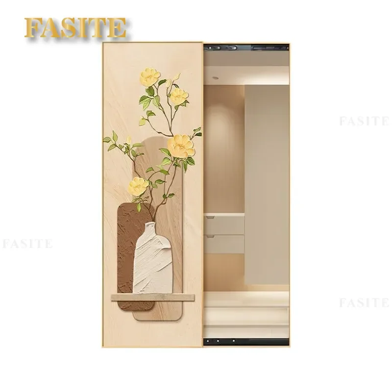 For Cream Style Entrance Decorative Painting Hidden Push-Pull Full Body Mirror Wall Hanging Art Bedroom Full-Length Mirror