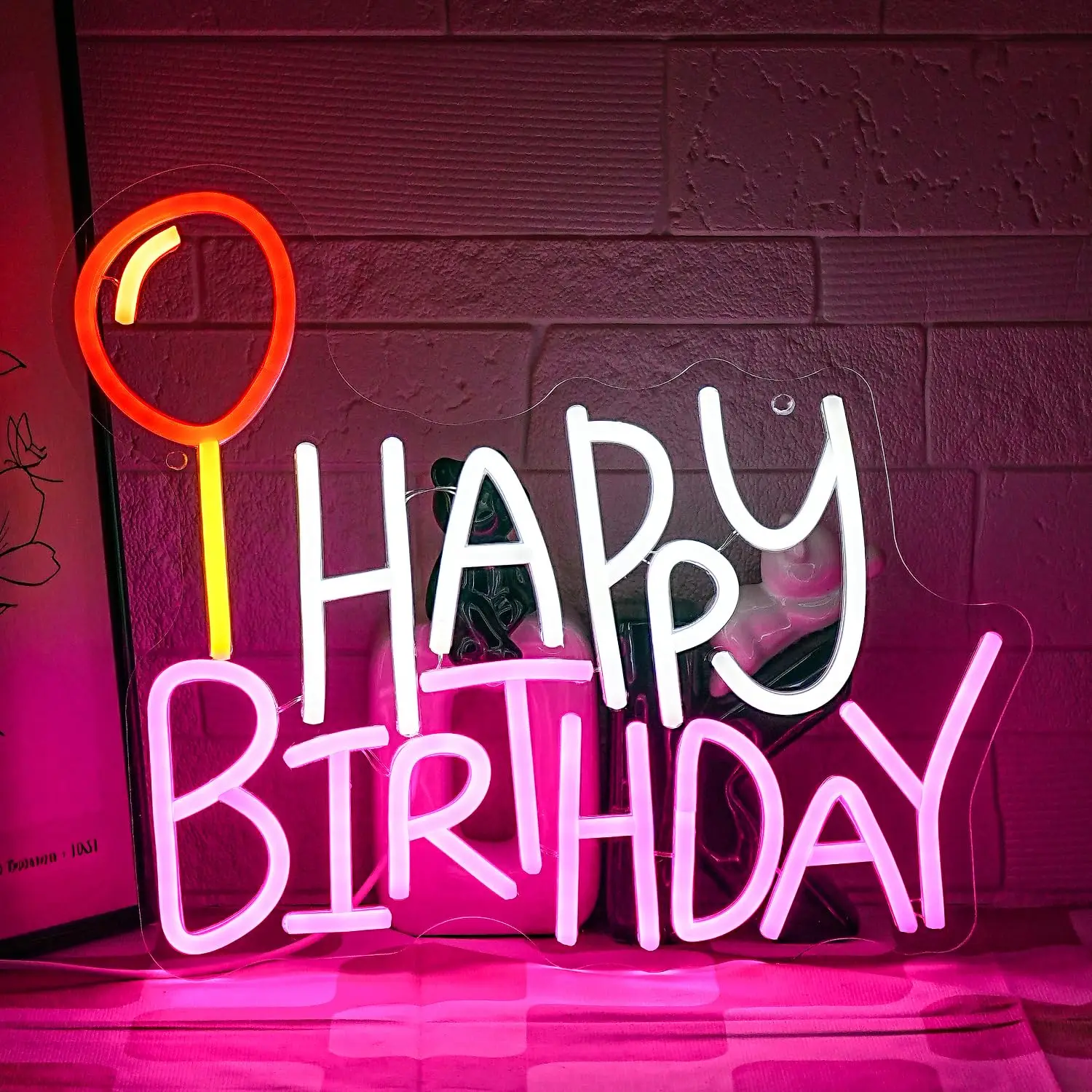 

Happy Birthday Neon Sign USB LED Neon Light Sign for Bed room Home Dorm Baby Shower Party Decor Children's gifts