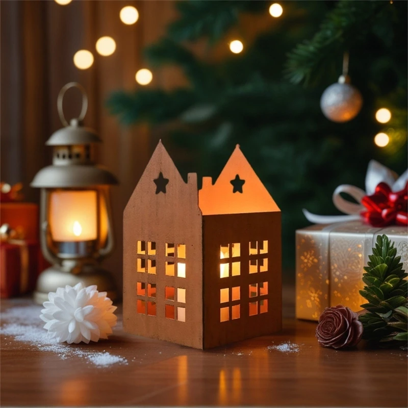 حامل شموع لبيوت المزارع ديكورات عيد الميلاد حامل شموع حديدي سهل الصيانة J0MC #4