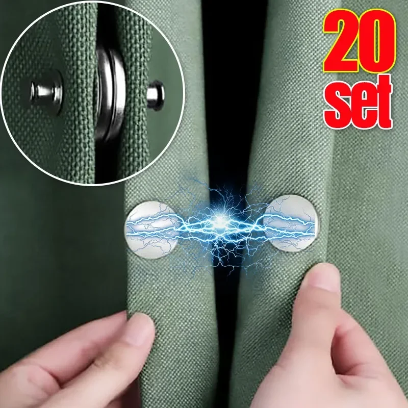 20-1Pairs Curtain Magnetic Clips Nail Free Detachable Curtain Magnets Closure Buckle Adjustment Curtain Clip Parts Home Decors