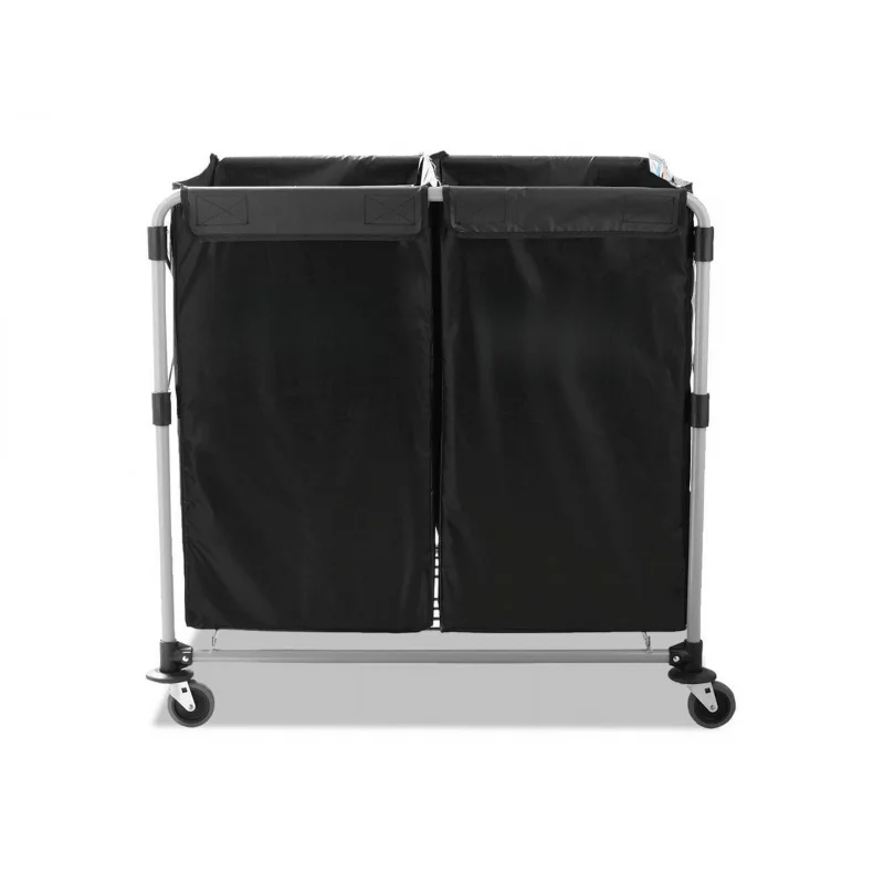 

Collapsible X - Cart Steel Double Laundry Hamper Cart | 2 - 4 Bushel Capacity, 24 1/10" W x 35" H | Rolling Laundry Sorter
