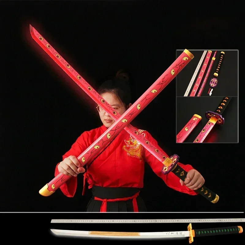 104cm Japanese Anime Katana Nichirin Blade Wooden Samurai Sword Charge Luminescence Anime Cosplay Weapon Model Gifts Toys Boys