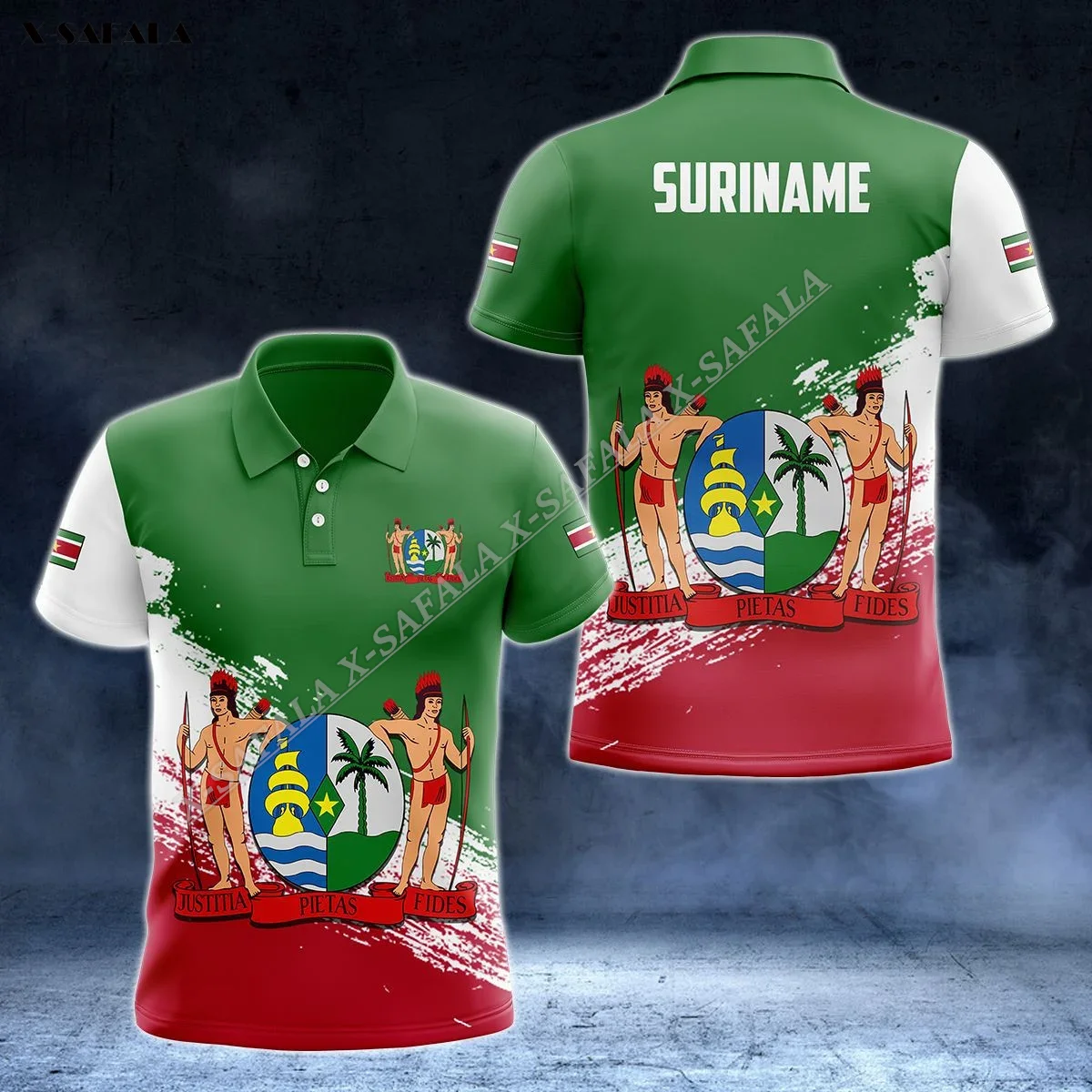 Custom Name Suriname Flag 3D Print Men Adult Polo Shirt Collar Short Sleeve Top Tee Breathable Business Party Sporty