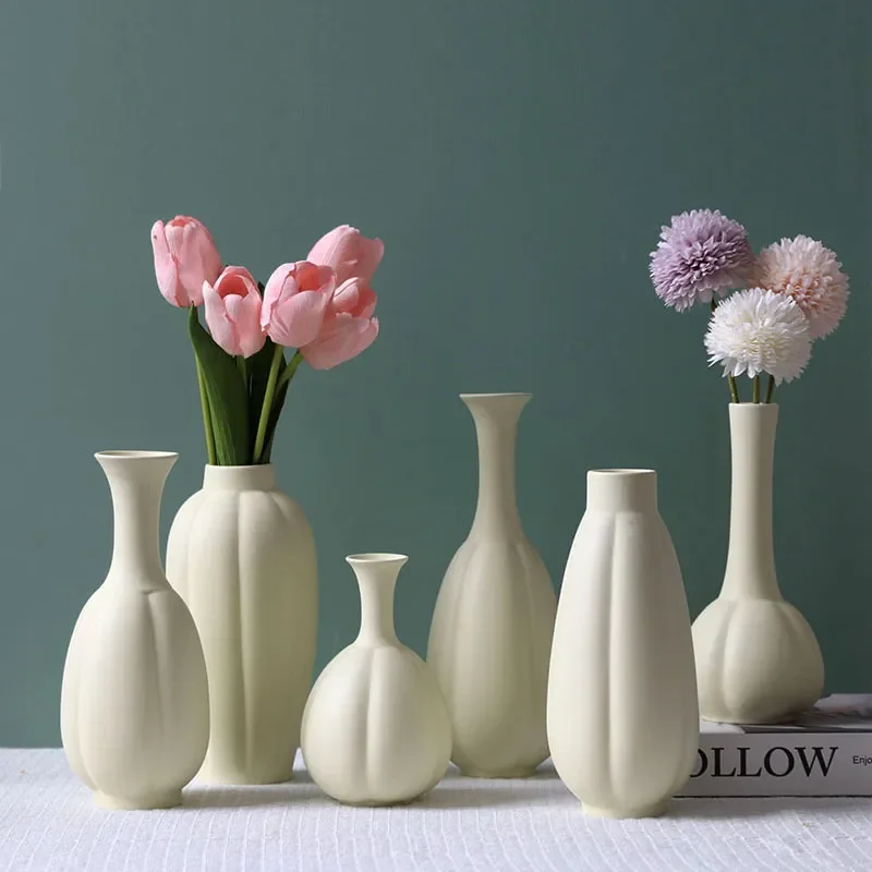 for Modern Nordic Cream Style Creative Ceramic Vase Home Decoration Ornament High-end Living Room Flower Arrangement Melon