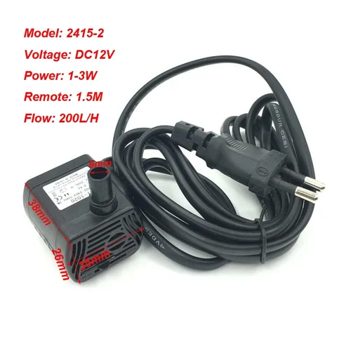 Imagen 2 del producto Bomba de agua ultrasilenciosa, 3W, CA 220V, flujo, impermeable, sin escobillas, Mini filtro de agua, bomba de fuente para pecera, enchufe europeo
