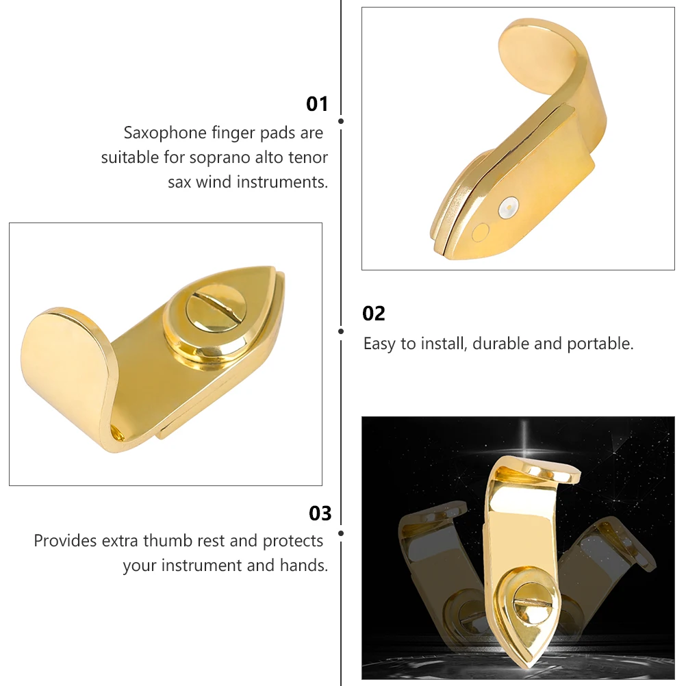

Metal Thumb Holder Saxophone Cushion Universal Hook Accessories Golden Protectors
