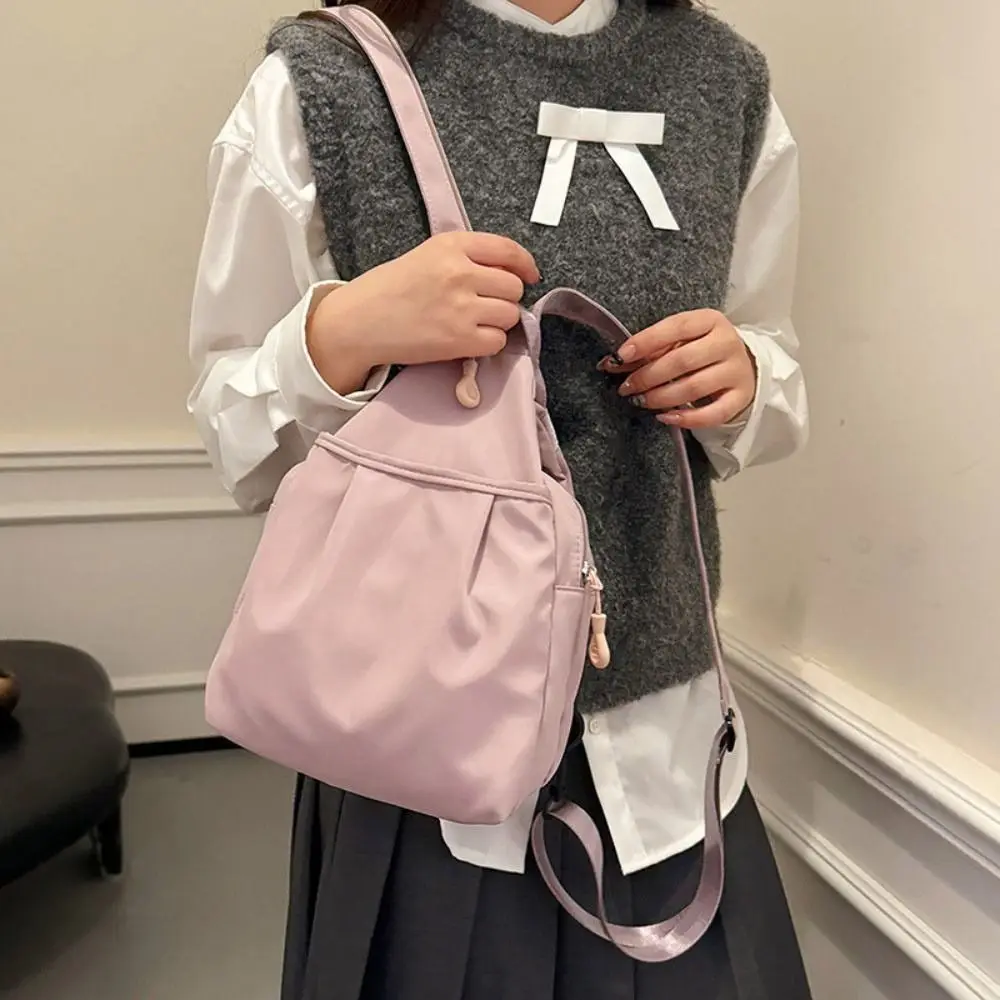 حقيبة ظهر من قماش أكسفورد بلون سادة من النايلون بسعة كبيرة حقيبة كروس كاجوال خفيفة الوزن وحزام قابل للتعديل #5