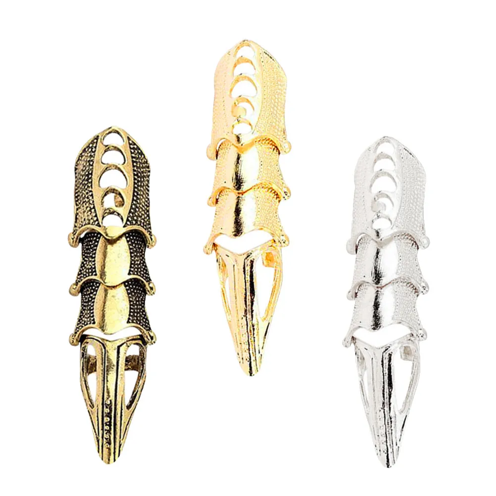 3Pcs Metal Hollow Out Claw Finger For Dance Costume Accessories Belly Dancer Nail Fake Tip Cosplay Alloy
