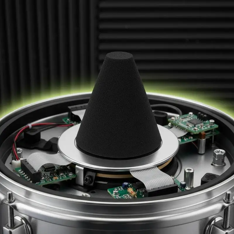 5 Stück elektronische Trommel-Piezo-Trigger-Dämpferpads, verschleißfeste Schaumstoffkegel-Zylinderpads für Amateur-Trommler – Detail 4