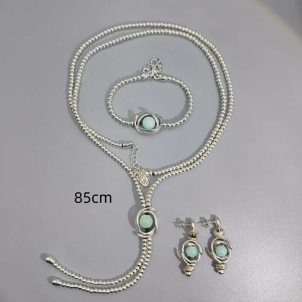 

Изысканный роскошный ювелирный набор: колье, браслет, серьги, комплект из трех предметов, популярный товар для оптовой продажи.