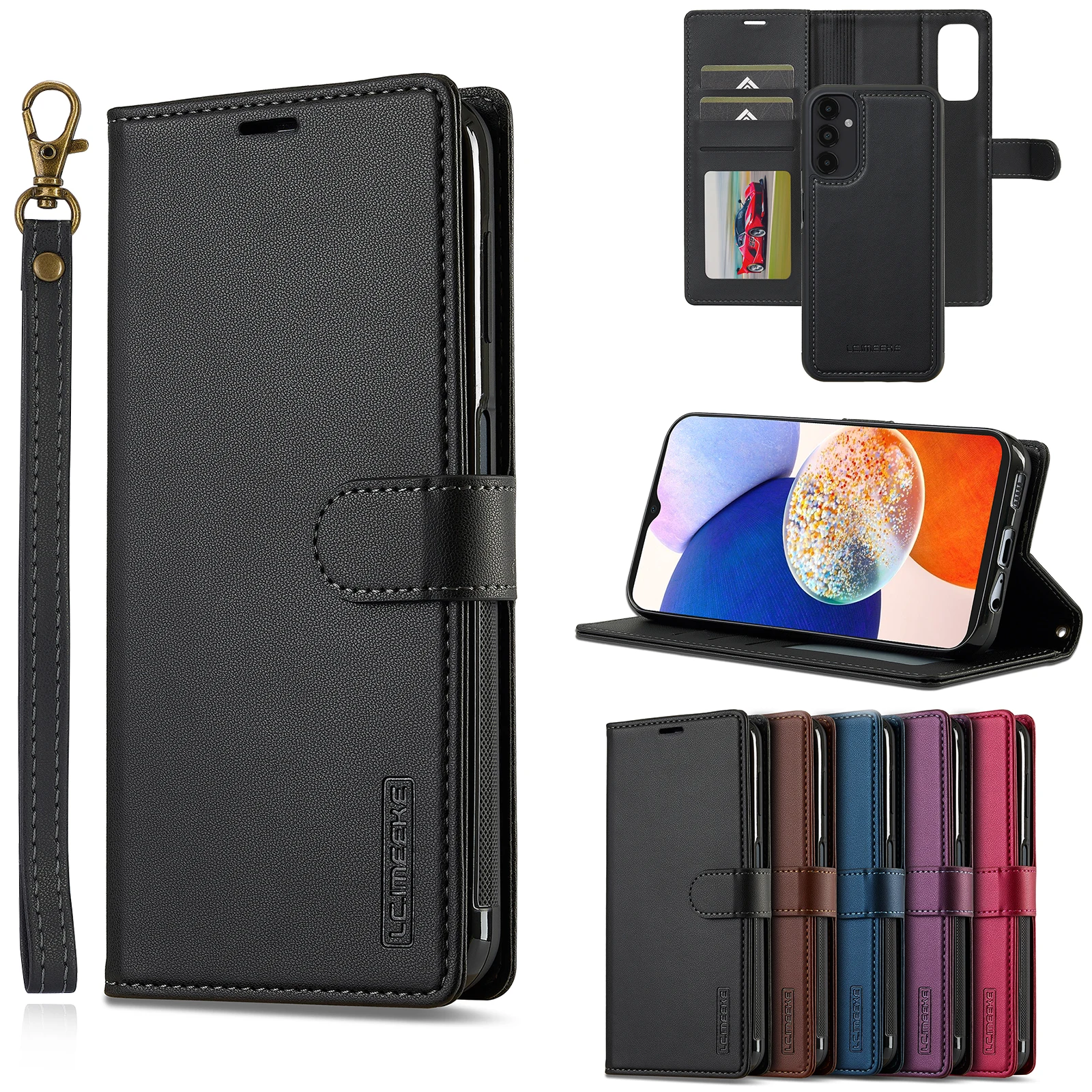 Funda de teléfono con tapa 2 en 1 para teléfono Magesafe de cuero magnético con carga inalámbrica Samsung Galaxy A17 A56 A36 A16 A55 A54 A35 A34 A15 A14