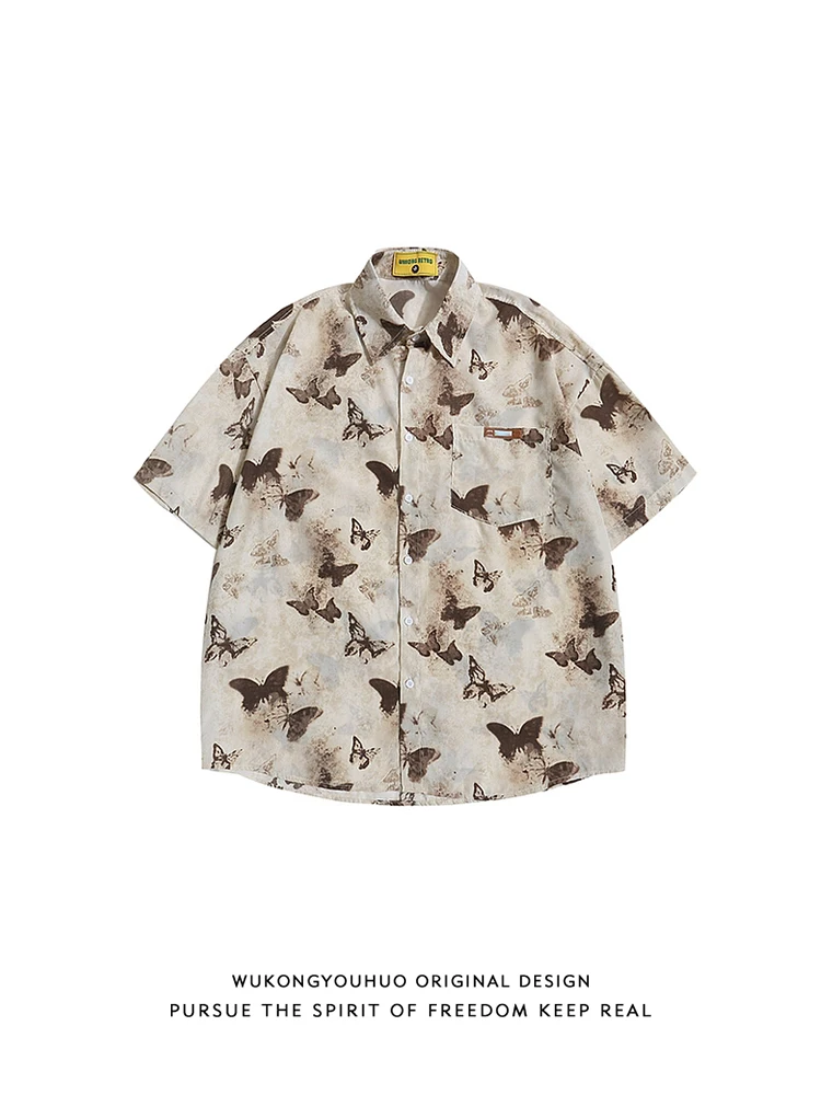 

Summer Casual Loose Men's irt Print ort Sve Vintage f Sve Casual irt for Couples Youth Faion