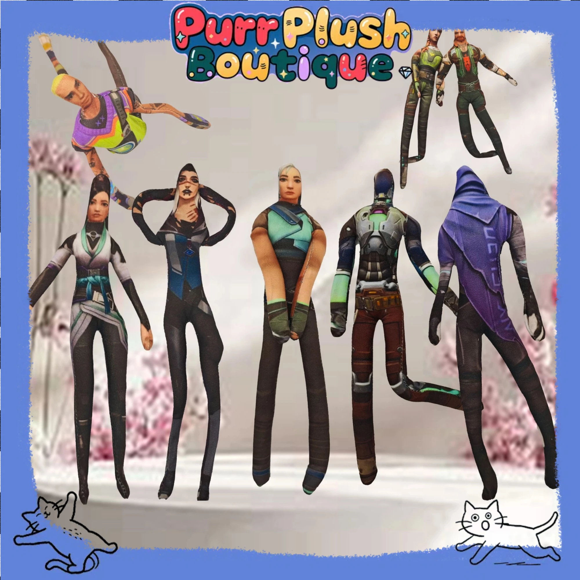 28cm Doll Game VALORANT Jett Raze Omen Phoenix Chamber Skye Yoru Sage Cosplay Doll Abstract Joint Mobility Plush Stuffed Dolls