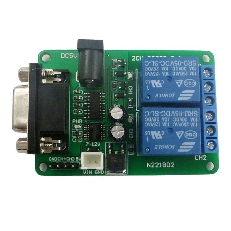 

DC 5V 7.5V 9V 2Ch RS232 Relay Board Remote Control USB PC UART COM Serial Ports, N221B02