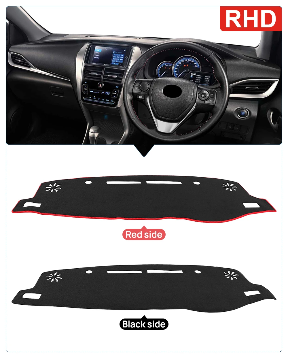 Für Toyota Yaris Ativ 2019 2020 2021 2022 2023 2024 Auto Dashboard Abdeckung Vermeiden Licht Pad Sonnenschutz Anti-Uv teppiche Nicht-Slip Matten – Detail 6