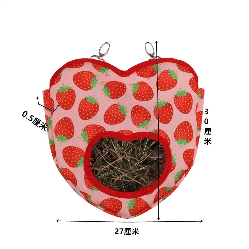 Heart-Shape Hay Bag Hanging Pouch Small Animals Feeder Holder Classic Rabbit Feeding Bag Guinea Pig Chinchilla Hanging Hay Bag