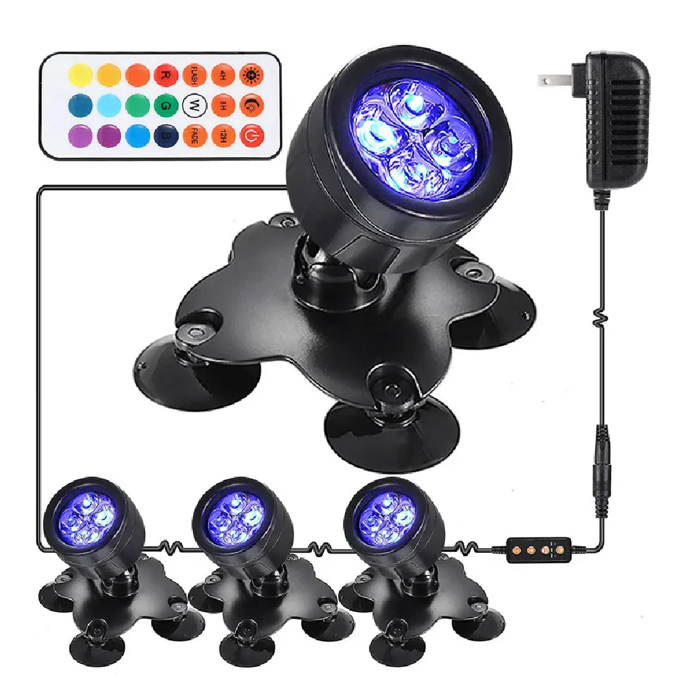 

LED Fish Tank Aquarium Light Amphibious RGB 12V Underwater Spot Light for Swimming Pool Fountains Pond Water Garden Aquarium