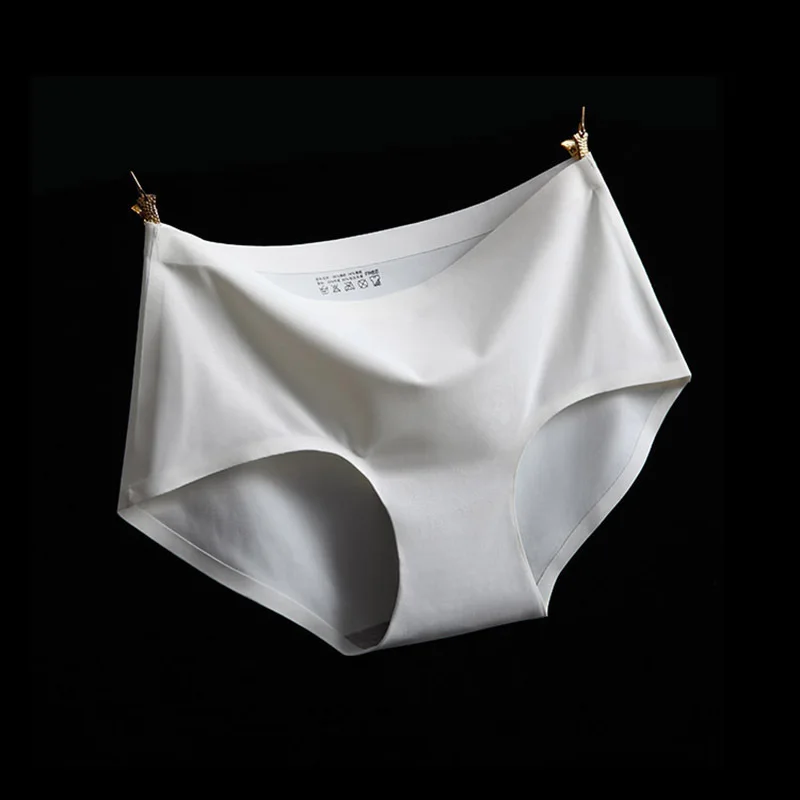  One-Piece Ice Silk Seamless Women's Underwear Pure Cotton Crotch Breathable Mid-Waist Large Size  Pants