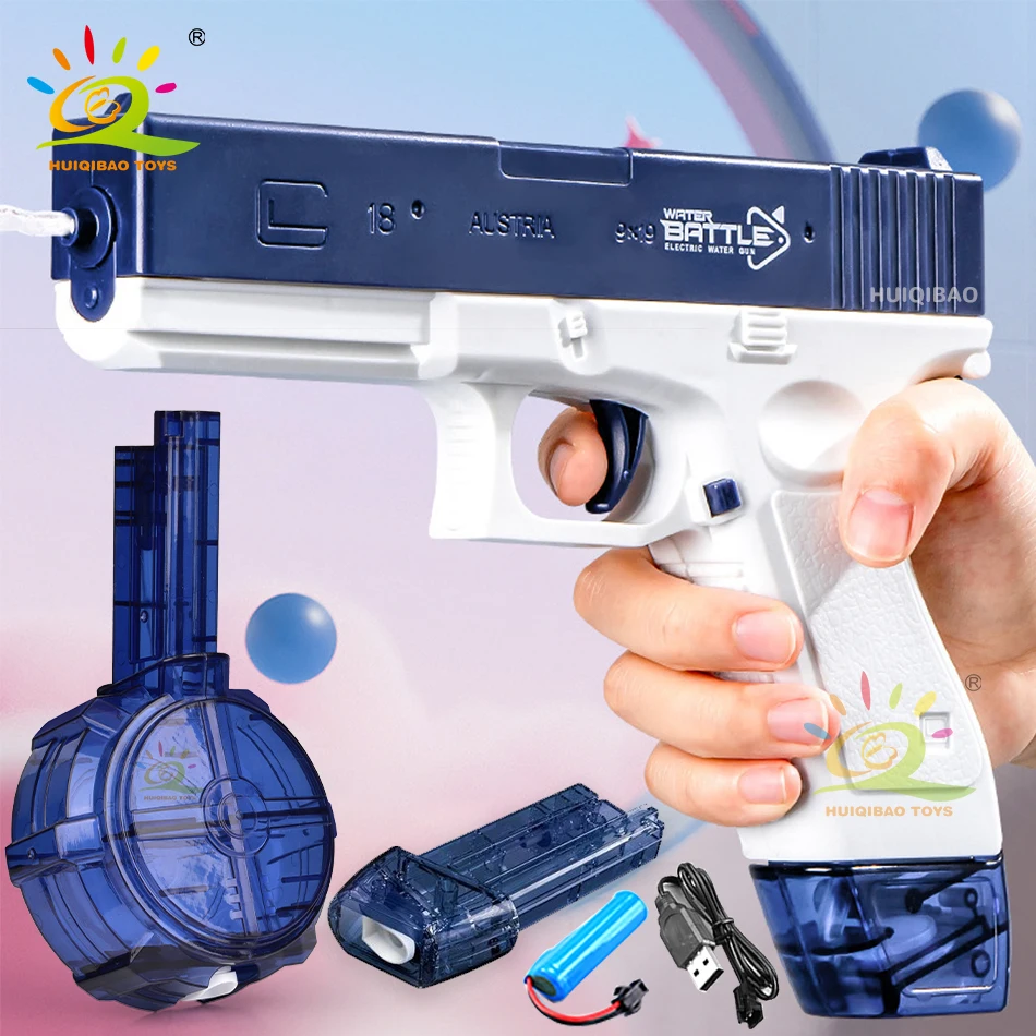 HUIQIBAO-pistola de agua eléctrica M1911 para adultos y niños, juguete de gran capacidad para disparar, juego de tiro, Playa y piscina