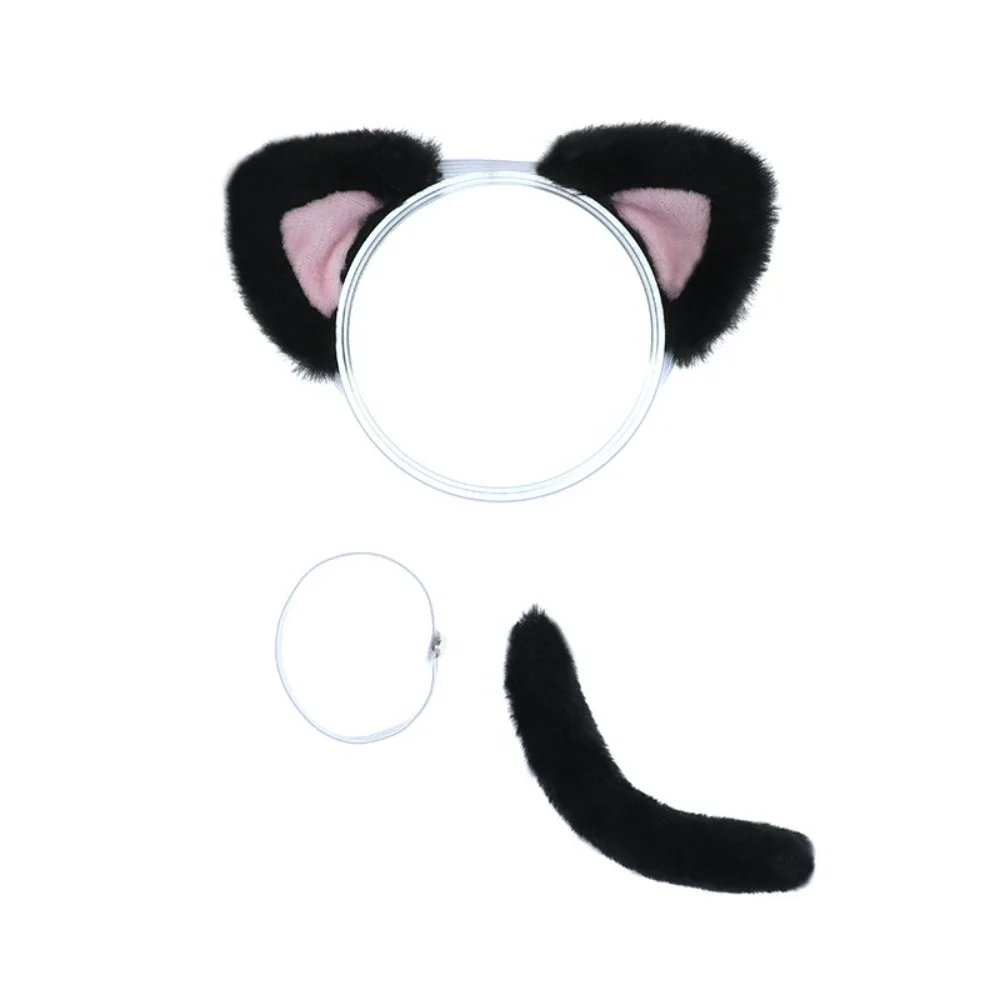 Headband Doll Cat Ears Tail Cat Ear Hair Decor 20cm Plush Doll Headwear Cute Cosplay Cotton Doll Animal Ear Dolls Accessories