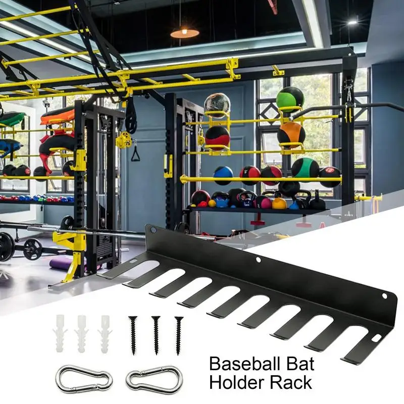 Baseball Bat Rack Vertical Tennis Baseball Bat Wall Mount Sturdy Hanger Racks Storage Display Holder For Garage Gym Lounge