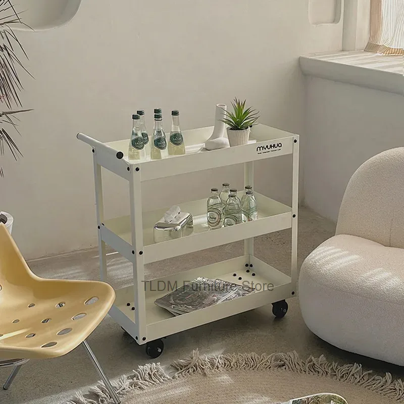 Utility Trolley,Modern Industrial Style Plant Stand, Rolling Side Cart for Multi-Functional Kitchen, Living Room & Balcony Decor