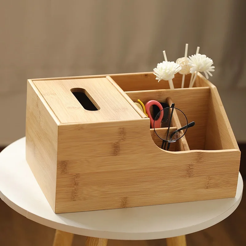 

Nordic Living Room Bedside Desktop Bamboo Multifunctional Storage Tissue Box