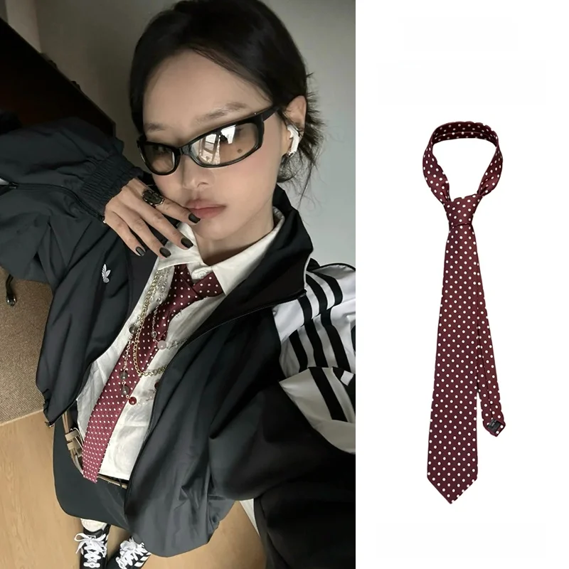 lenco-de-gravata-retro-vermelho-vinho-com-poas-estilo-coreano-casual-doce-e-moderno-feito-a-mao-para-mulheres