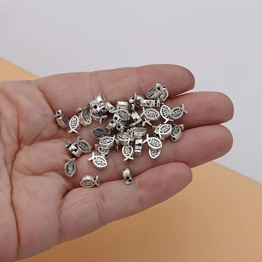 1/5/10/20/50/100pcs Antique Silver-Plated Fish-Shaped Pendant Pieces Made of Zinc Alloy, Antique Silver-Plated Fish-Shaped Space