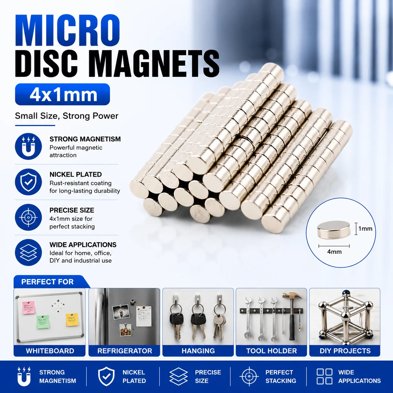 20/50PCS 3X1MM 4X1MM Ultra Thin Disc Magnets Micro Round Magnets For Science Experiments Educational Toys DIY Models Electronics