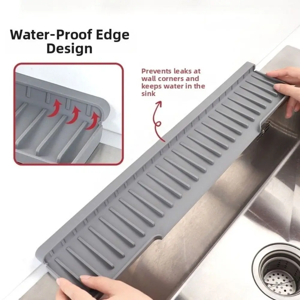 New Silicone Sink Splash Guard Water Drain Narrow Edge Foldable Sink Pad Flexible Water-Resistant Drain Pad Cover Countertop Use