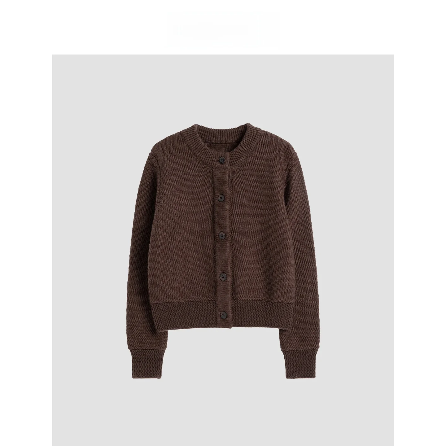 

Женский коричневый свитер Mincollection из смесовой шерсти, плотной вязки, с круглым вырезом, открытый кардиган, повседневный, свободного кроя, с длинными рукавами