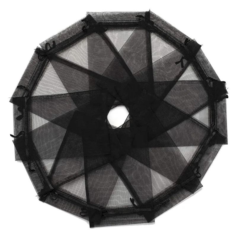 ABHU 200 قطعة أكياس هدايا الأورجانزا السوداء 9X12cm ، أكياس هدايا الزفاف الشبكية مع الرباط للمجوهرات ماكياج الحلوى استحمام الطفل