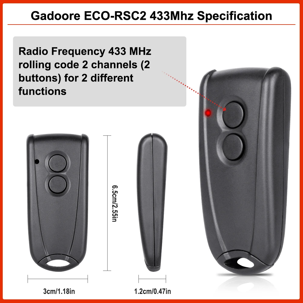 Gadoore Ecostar RSC2 433Mhz  Garage Door Remote Control Compatible with 433Mhz Hormann Ecostar RSC2 RSE2 RSZ1,AGS RSC2 RSE2