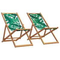 Fabric folding beach chairs + solid wood M. leaf pattern, 2 Pk.