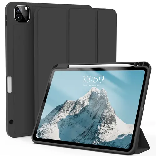 Imagen 1 del producto Para iPad Pro 11 pulgadas 4/3/2a generación con funda con ranura para bolígrafo, para iPad Pro 11 pulgadas (M4) 2024 fundas para tableta con respaldo suave de TPU con soporte triple
