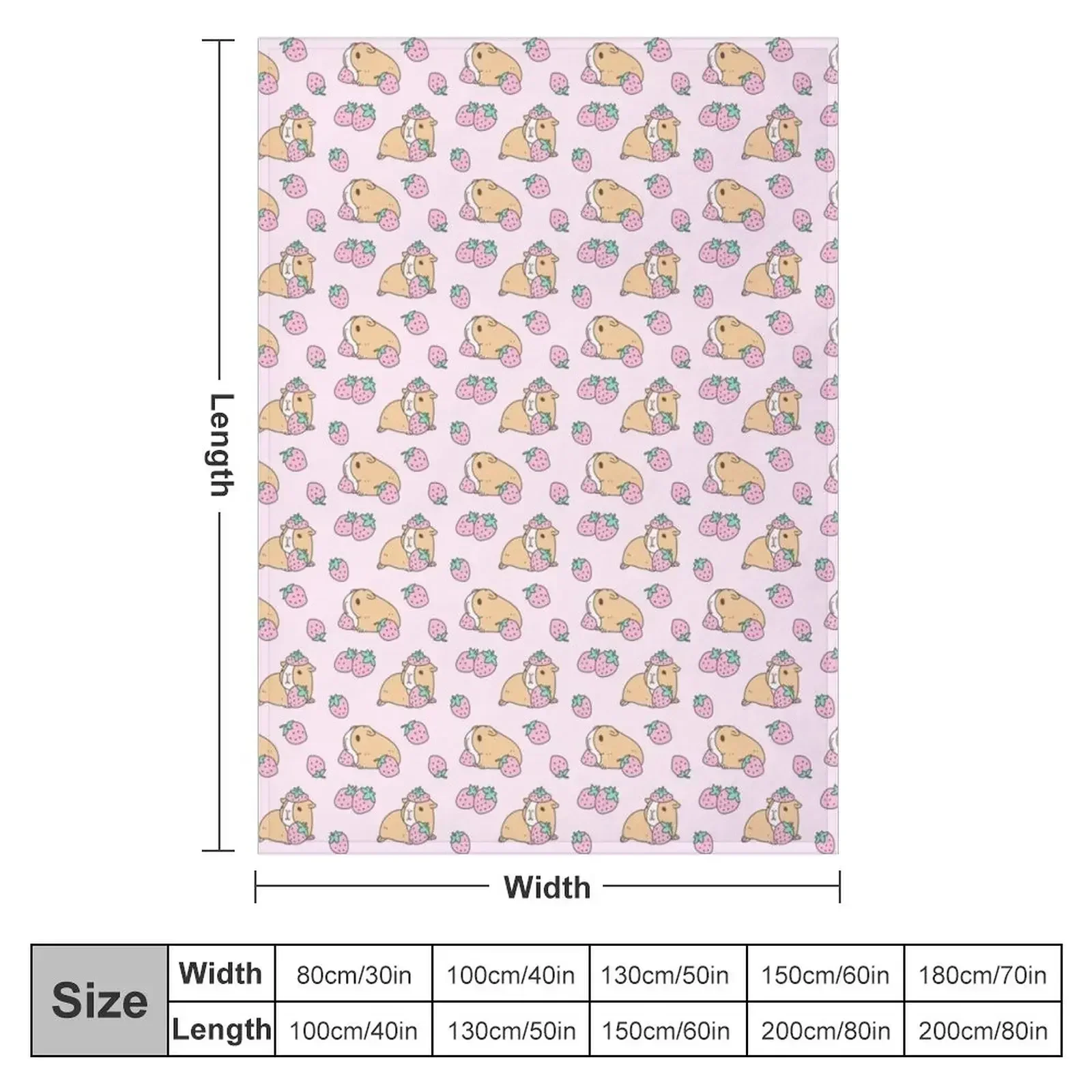 Pink Guinea Pig and Strawberry Pattern Throw Blanket Loose Fashion Sofas Sleeping Bag Blankets