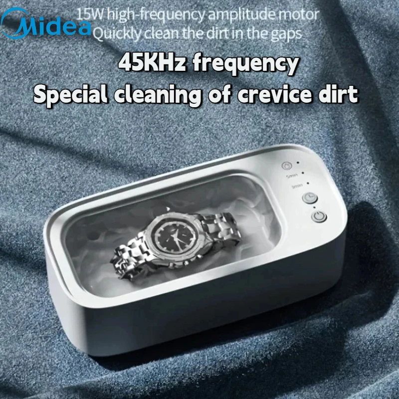 Midea Ultrasonic 360 Degree Cleaning Machine 45KHZ High Frequency Jewelry Eyeglasses Watches Cleaner Timing for Jewelry Eyeglass