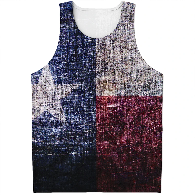 Fashion Texas Flag Pattern Tank Tops Summer Simple Casual Men Women 3D Printed Sleeveless T Shirts Loose Streetwear Vest Tees