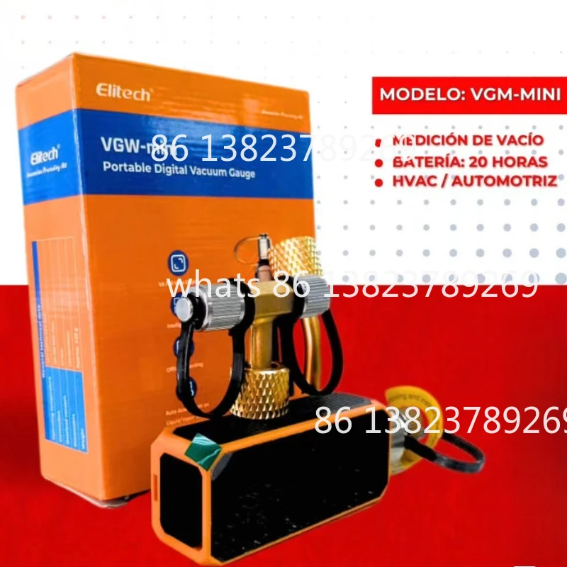 Elitech VGW-Mini Wireless Digital Vacuum Gauge with Adapter for choose Rechargeable Pressure Tester