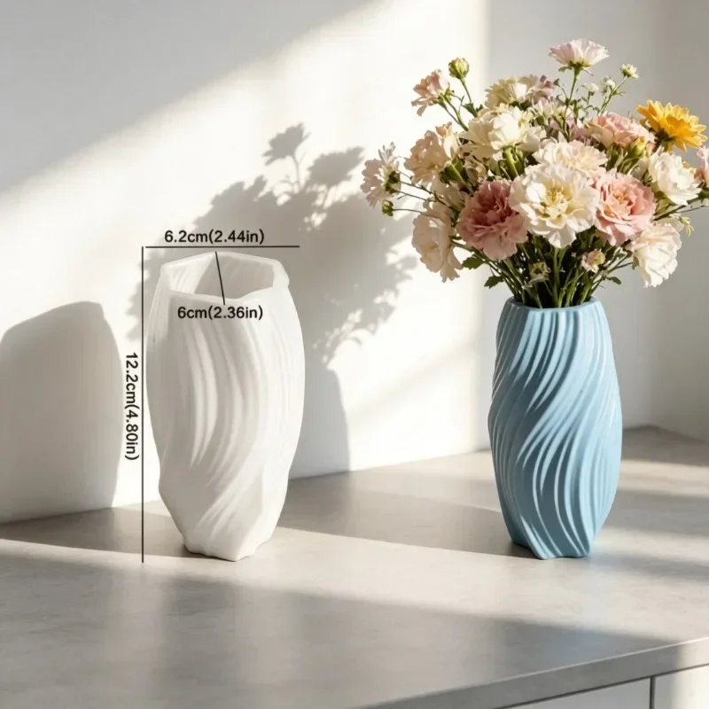 easy demold twisted wave silicone mold, diy swirl ribbed flower pot concrete storage jar pen holder for home decor