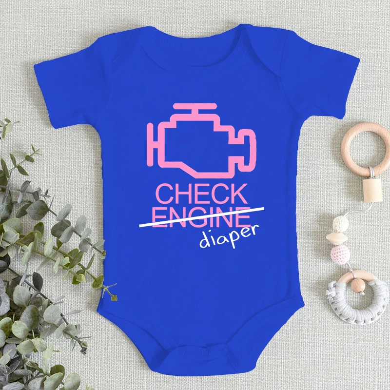 Baby Boys Girls Rompers Funny Design Engine Graphics Fashion Short Sleeve Newborn Infant Outfits Letter Jumpsuit for Newborns