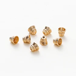 10 pz/lotto 6.5*8MM 18K placcato oro perline in ottone tappi nappa Caps braccialetto gioielli che fanno forniture risultati fai da te accessori