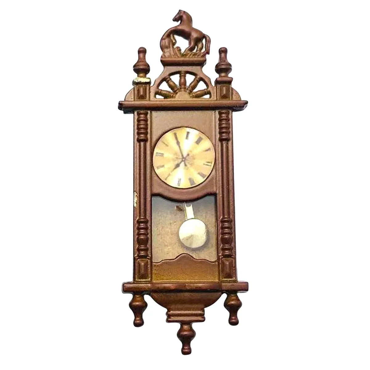 

1/12 Scene Mininature Roman Clock Pendant Clock Living Room Wall Clock Decoration Doll House Accessories B