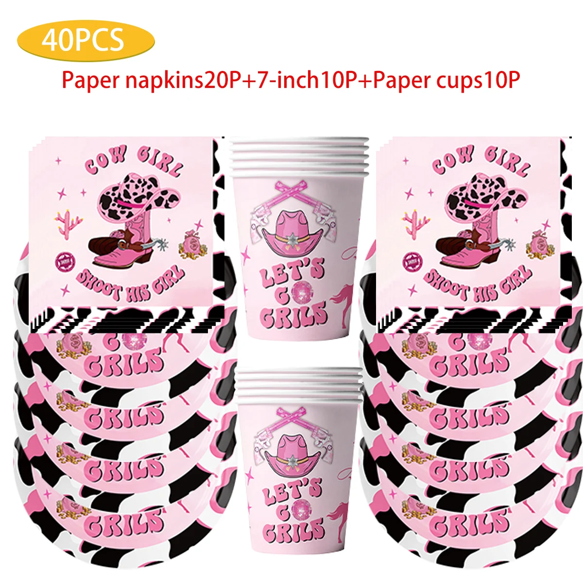 

Pink Jeans Theme Birthday Party Decoration Supplies, Paper Plate, Tablecloth, Paper Cup, Paper Towels, Disposable Utensils Set