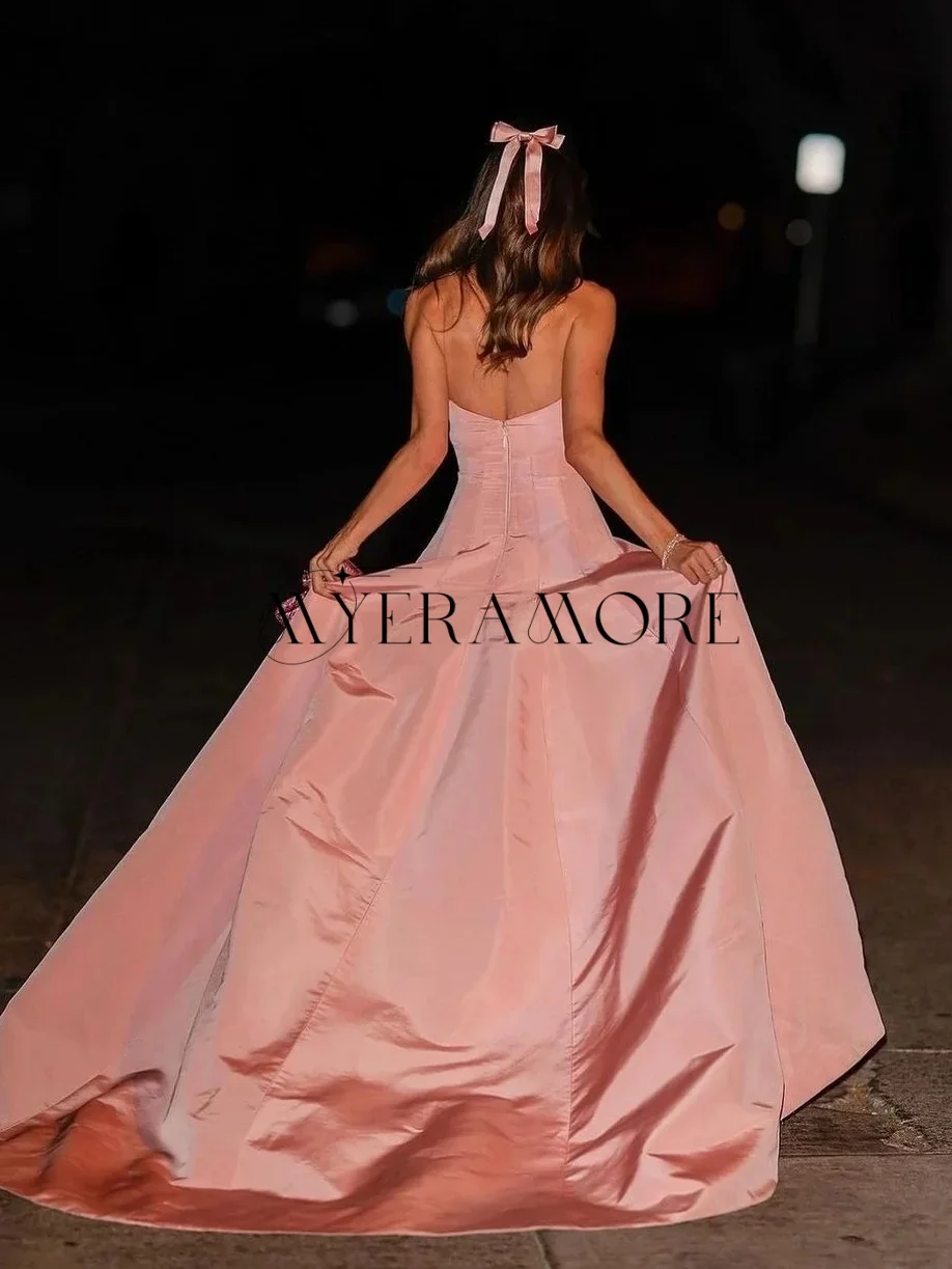 فساتين سهرة أنيقة على شكل قلب وردي على شكل حرف A بطول الأرض وسحاب لحفلات العودة للوطن فساتين quinceanera مخصصة