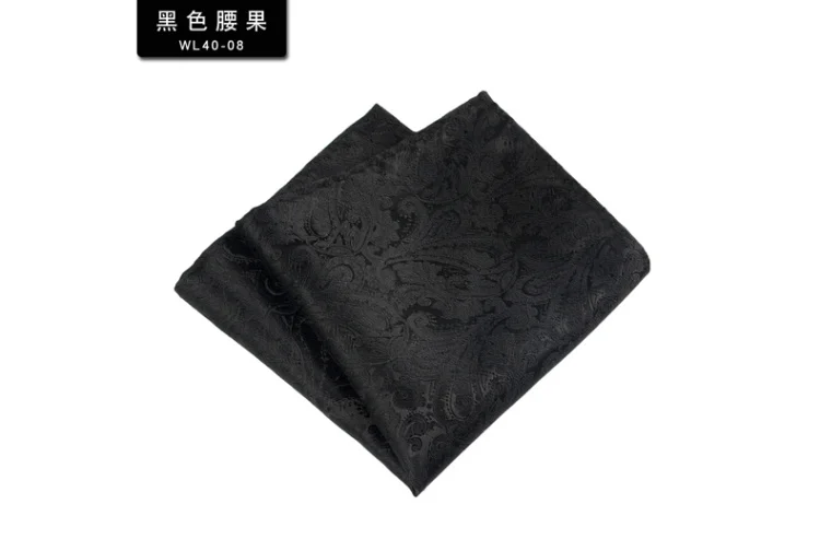 24cm Formal Paisley Pocket Square Mens Polyester Black Red Handkercheif Wedding Party Tuxedo Accessories Elegant Hanky Cravat