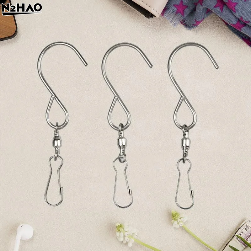 1/5 Pcs 360° Rotating Steel Swivel Hooks Clips For Hanging Wind Spinners Wind Chimes Crystal Twisters Party Rotating S Hooks